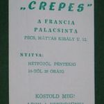 Kártyanaptár, kisipari, Crepes Francia palacsinta büfé falatozó, Pécs, 1996, , É, fotó