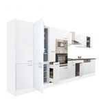 Yorki 430 konyhablokk fehér korpusz, selyemfényű fehér fronttal alulfagyasztós hűtős szekrénnyel fotó