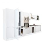 Yorki 420 konyhablokk fehér korpusz, selyemfényű fehér fronttal alulfagyasztós hűtős szekrénnyel fotó