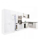 Yorki 430 sarok konyhablokk fehér korpusz, selyemfényű fehér fronttal felülfagyasztós hűtős szekré... fotó