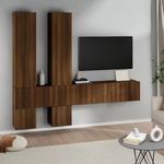 Barna tölgyszínű falra szerelhető szerelt fa TV-szekrény fotó