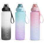 Motivációs kulacs vizes sport palack sportkulacs - műanyag opálos - 1000 ml - 3 színben fotó