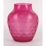 1O142 Antik rózsaszín lencsés fújt huta üveg váza 17 cm fotó