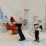 Hollóházi porcelán figurák, váza, gyertyatartó egyben, 7db (J3) fotó
