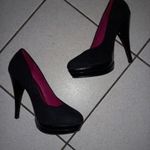 ÚJSZERŰ állapotú GRACELAND velúrszerű borítású, fekete színű, magassarkú, elegáns női cipő, 37-es fotó