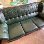 Olasz eredeti bőr 3 szem. kanapé(+ágy) + fotel + 2 személyes fotó