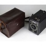 1I674 Régi Agfa Box 50 fényképezőgép bőr tokjában 1950 fotó