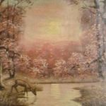 3057 Hatalmas antik festmény erdőbelső alkony fotó