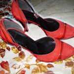 SEBASTIANO LUXUS piros velúr magas sarkú alkalmi cipő 40 , ár töredékéért fotó