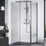 Mexen Apia Aszimmetrikus szögletes tolóajtós zuhanykabin 5 mm vastag vízlepergető biztonsági üveg... fotó
