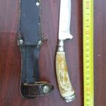 Retro tőr kés vadász kés kisebb méretű, bőr tokban rostfrei fotó
