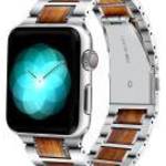 Xprotector XPRO Apple Watch rozsdamentes acél fa berakással szíj Ezüst / Barna 42mm/44mm/45mm/49mm fotó