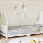 Fehér gyerek tömör fenyőfa ágykeret 90 x 200 cm - vidaXL fotó
