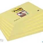 Öntapadó jegyzettömb csomag, 76x127 mm, 6x90 lap, 3M POSTIT 'Super Sticky', kanári sárga fotó