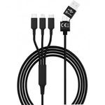 5in1 USB töltőkábel, micro-USB, USB-C, Lightning, 1, 2 m, fekete, Smrter SMRTER_HYDRA_ULT_BK fotó