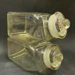 Antik szatócsbolti tároló edények - Nagyméretű rakásolható cukorkás üvegek - 2 db. szépség egyben fotó