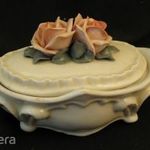 ENS német porcelán rózsás/virágos bonbonier/tartó fotó