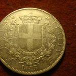 Olasz hatalmas ezüst 5 lira 1869 25 gramm 0.900 37 mm fotó