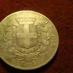 Olasz hatalmas ezüst 5 lira 1875 25 gramm 0.900 37 mm fotó