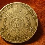 Francia hatalmas ezüst 5 franc 1867 25 gramm 0.900 37 mm fotó