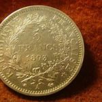 Francia hatalmas ezüst 5 franc 1873 25 gramm 0.900 37 mm fotó
