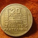 Francia nagyméretű ezüst 20 franc 1933 20 gramm 35 mm fotó