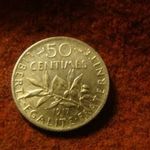 Francia ezüst 50 centimes 1917 fotó