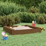 Mézbarna négyszög alakú tömör fenyőfa homokozó ülésekkel fotó