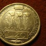 San Marino nagyméretű ezüst 20 lira 1935 15 gramm 0.800 35, 5 mm nagyon ritka !! fotó