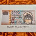 2000 -es UNC hajtatlan Aranyfémszálas Millenniumi 2.000 Forint vízjeles fémszálas bankjegy ! (L1222) fotó