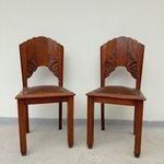 antik 2 darab art deco faragott keményfa szék 4380 fotó