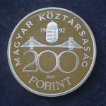 Ezüst 200 Forint 1992 Magyar Nemzeti Bank PP fotó