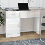 Magasfényű fehér faanyag fiókos/rekeszes íróasztal 100x40x73 cm fotó