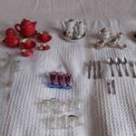 Miniatűr italos készletek, porcelán, üveg babaház kiegészítő fotó