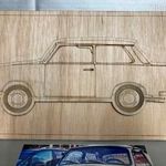 - Trabant 3D hatású gravírozott fa tábla - retró veterán autó - ajándék garázs dísz - új - fotó