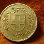 Svájc nagy ezüst 5 franc 1932 15 gramm 0.835 31, 45 mm fotó