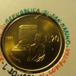 San Marino alu-bronz 20 lira 1986 UNC, tokban fotó