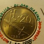 San Marino alu-bronz 20 lira 1989 UNC, tokban fotó