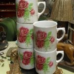 5 db régi Zsolnay rózsás porcelán bögre fotó