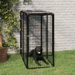 6-paneles fekete porszórt acél kutyakernel 50 x 100 cm fotó