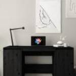 vidaXL fekete tömör fenyőfa íróasztal 140 x 50 x 75 cm fotó