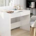 vidaXL magasfényű fehér forgácslap íróasztal 101 x 50 x 76, 5 cm fotó