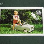 Kártyanaptár, ÁFÉSZ, ruházat, kisgyerek, pedálos Moszkvics autó, 1980 , Zs, fotó