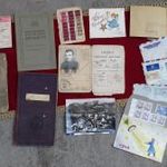 Régi retro 1936 katonai Igazolvány Képeslapok, bélyegek, levelek stb egyben eladó fotó