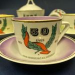 Hollóházi porcelán szocreál kávés készlet maradvány - " 50 éves a Hazai Fésűsfonó 1922-1972 " fotó