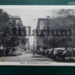 Savona képeslap, 1928. Villamos, fiáker, hintó, lovaskocsi. Címzett: Wagner Jánosné, Kunszentmiklós. fotó