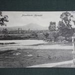 Képeslap, Postcard, Pilisvörösvár, Tájrészlet , Szent János szobor, tó részlet, lovasszekér, 1920- fotó