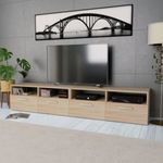 2 db tölgyfa színű faforgácslap TV szekrény 95 x 35 x 36 cm fotó