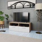 tölgyfa/fehér színű faforgácslap TV szekrény 95 x 35 x 36 cm fotó