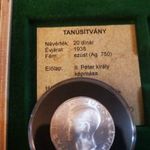 1938 20 dínár II. Péter király Jugoszlávia ezüst forgalmi érme kapszula + certi fotó